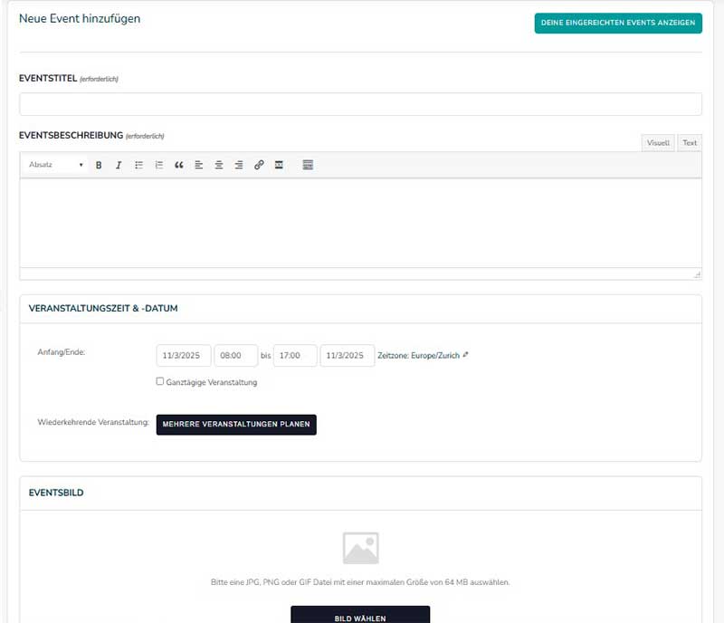 Neues Event erstellen